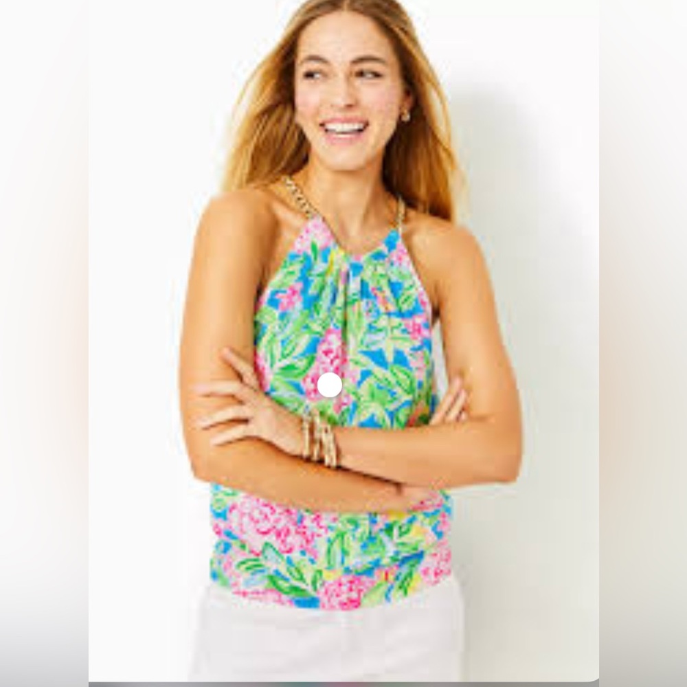 Lilly Pulitzer Bowen Halter Top, Hrove Garden Size S